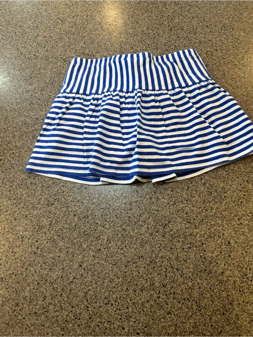 Blue and White Striped Casual Skirt